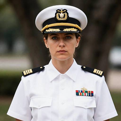 Female Naval Officer in White Uniform
