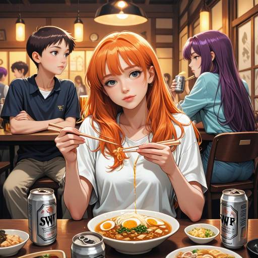 Shinji with Girls and Chopsticks Scene