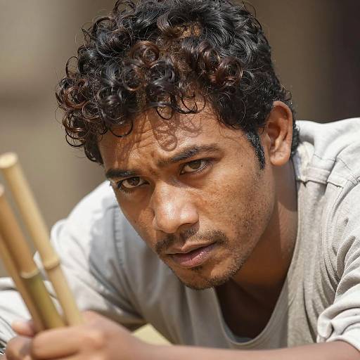 Intense Portrait of a Man in Sunlight