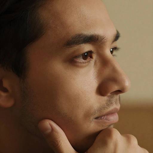 Intense Profile Shot in Warm Light