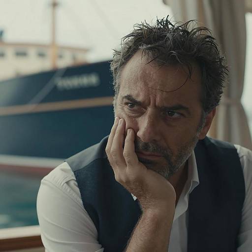 Contemplative Portrait of a Middle-Aged Man