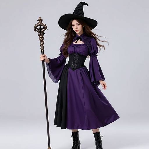 Female Witch in Purple Dress