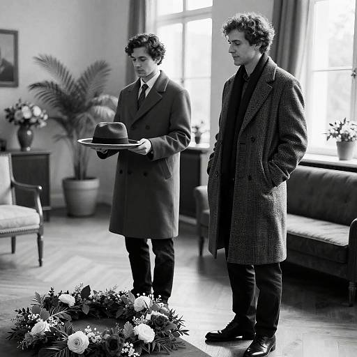 Vintage Black-and-White Portrait Scene