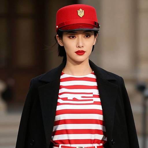 Stylish Female in Red Stripes