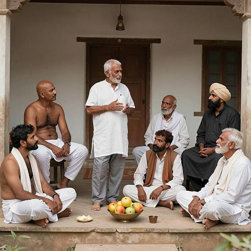 Rustic Gathering of Men in Tradition