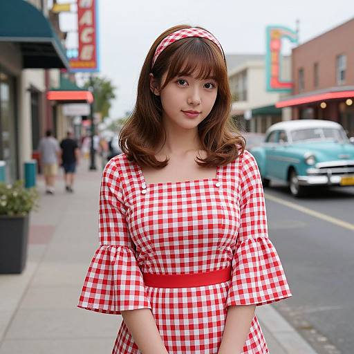 Young Woman in 1960s Retro Outfit