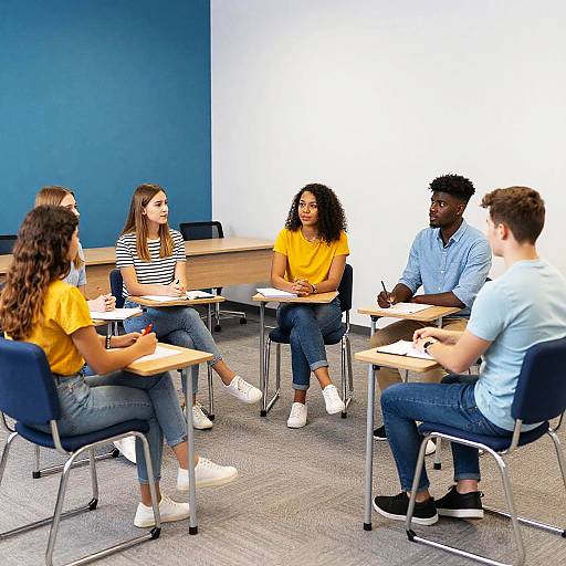 Diverse Young Adults in Modern Classroom