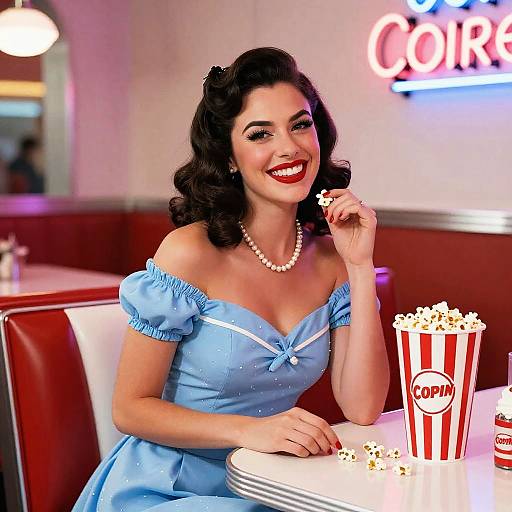 Retro Pin-Up Smile in Classic Diner