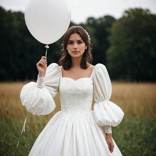 Elegant Balloon Sleeve Wedding Dress Portrait
