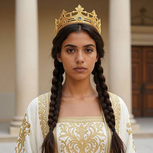 Regal Young Woman in Ornate Robes
