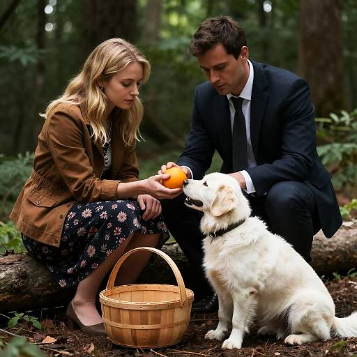 Forest Interaction with Man, Woman, Dog