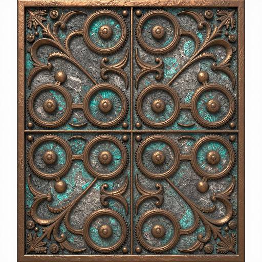 Victorian Scrollwork Panel with Bronze and Turquoise Patina