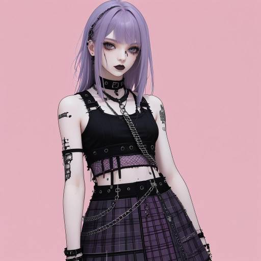 Gothic Punk Anime Girl Illustration