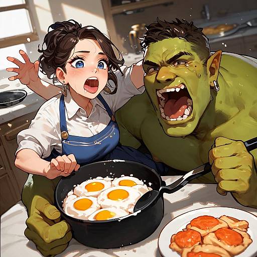 Shrek-Inspired Kitchen Chaos: Fried Egg Mayhem