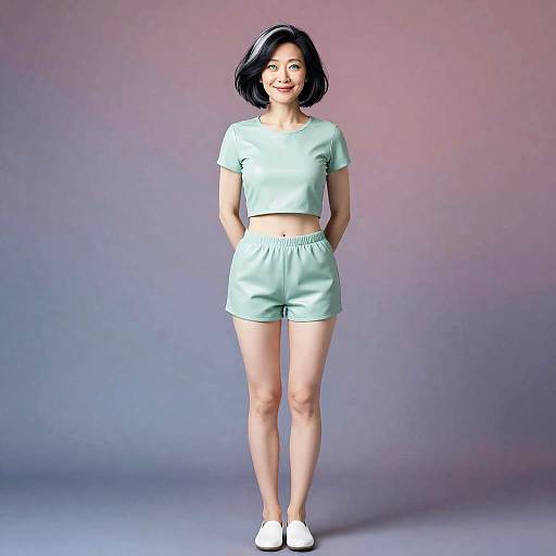 Porcelain-Skinned Woman with Heterochromatic Eyes