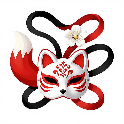 Intricate Red Fox Mask Illustration