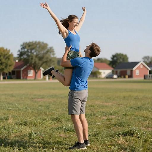 Joyful Moment in a Sunny Field