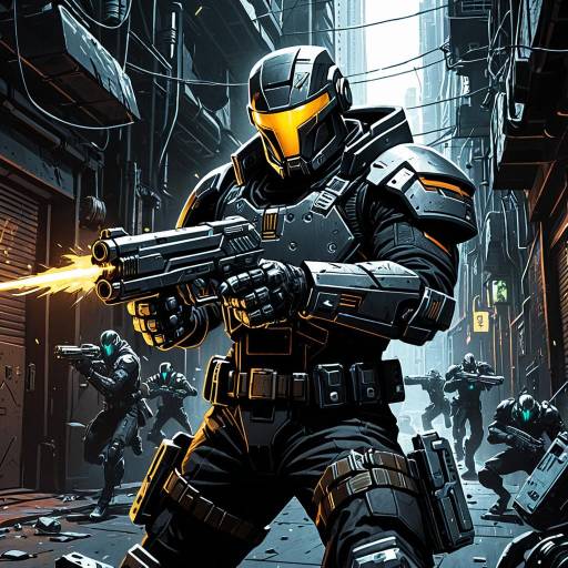 Cybernetic Bounty Hunter in Cyberpunk Alley