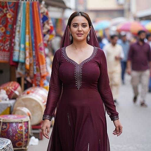 Confident Woman in Festive Jaipur Market
