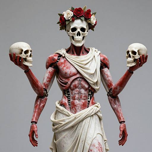 Biomechanical Greek Sculpture with Skull Mask