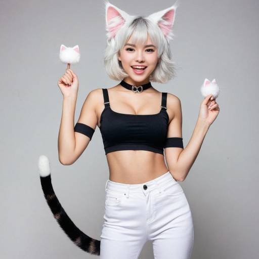Charming Girl with Cat Features