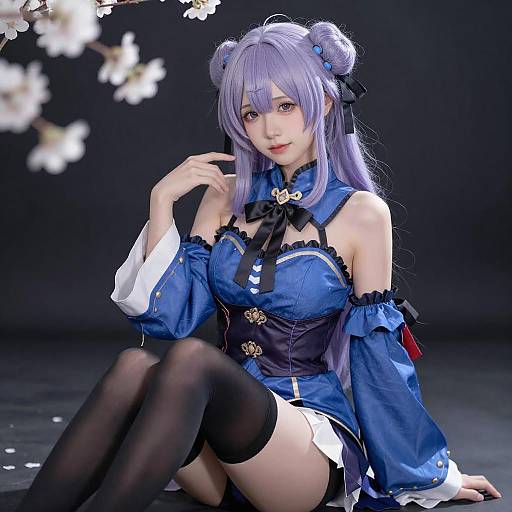 Anime Cosplay with Cherry Blossoms