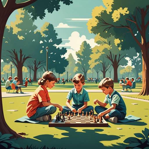 Mid-Century Modern Children Playing Chess