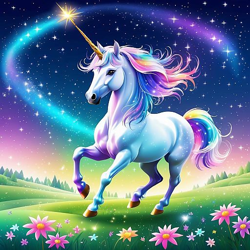Magical Unicorn in a Dreamy Meadow Magical Unicorn in a Dreamy Meadow