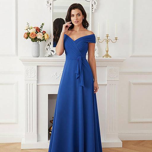 Elegant Woman in Royal Blue Gown
