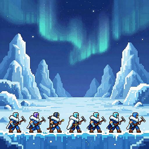 Pixel Art Ice Warrior Animation