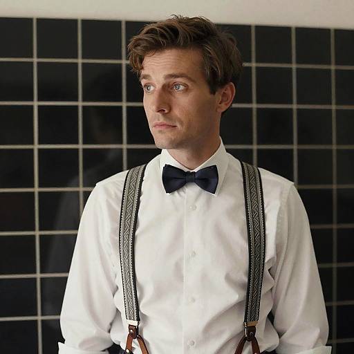 Dapper Man with Bowtie and Suspenders