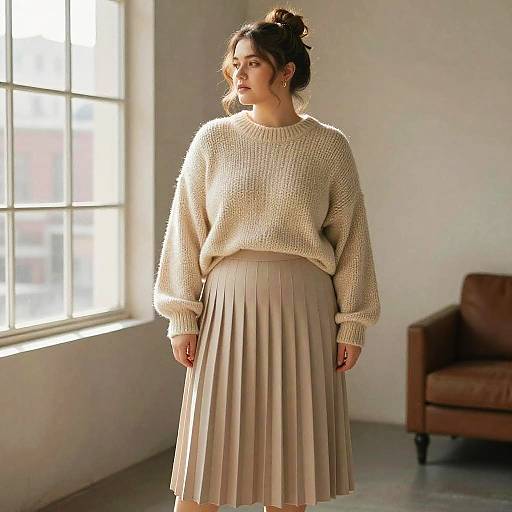 Cozy Half-Bun Fashion Editorial Portrait