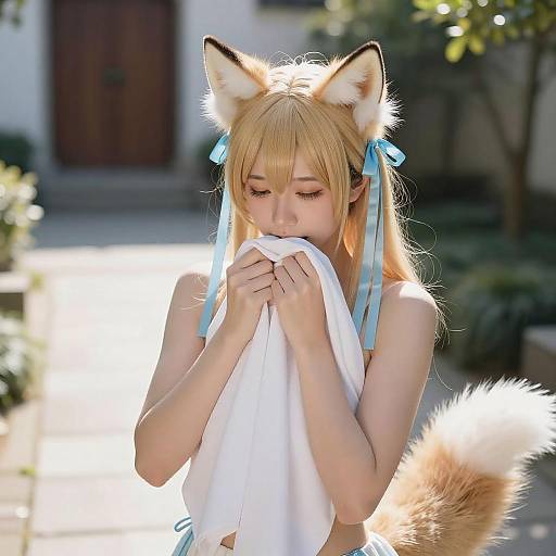 Shy Blonde Woman with Fox Features