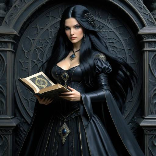 Dark Fantasy Witch Holding Ancient Book