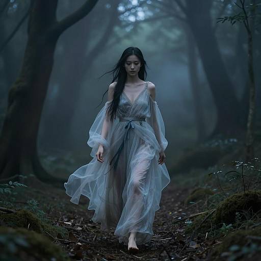 Mystical Woman in Enchanted Forest