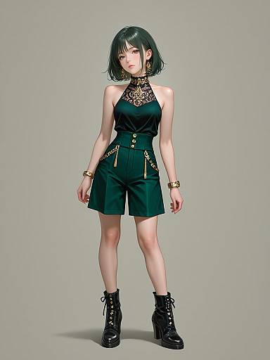 Chic Halter Lace Full-Body Portrait