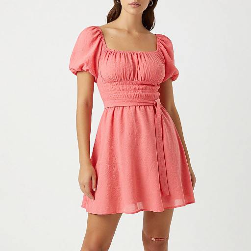 Romantic Coral Pink Mini Dress