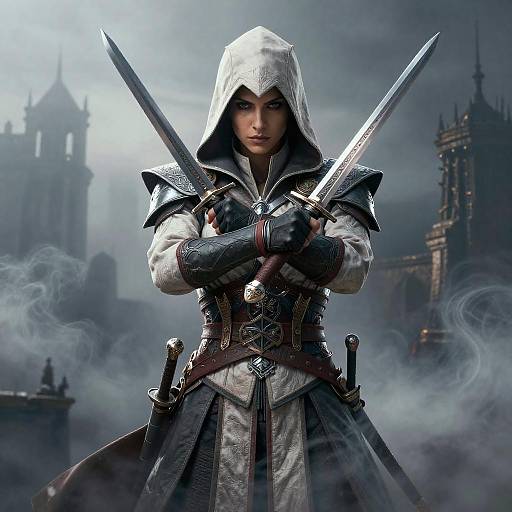 Mistbound Hooded Assassin with Dual Blades
