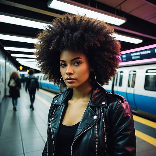 Neon Metro Fashion: Afro Leather Editorial