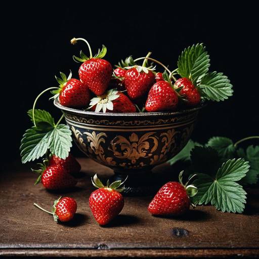 Photorealistic Renaissance Wild Strawberries Still Life