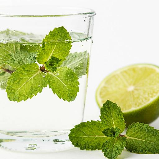 Glass of Water with Fresh Mint and Lime