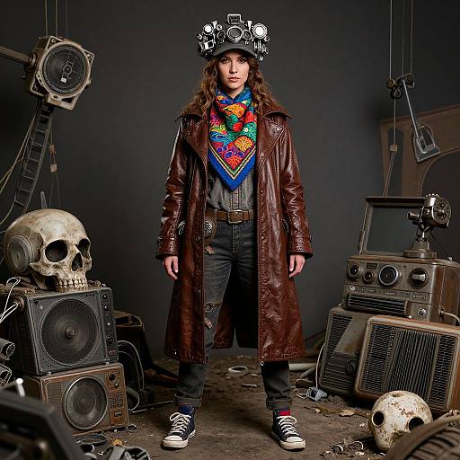 Post-Apocalyptic Woman in Mechanical Cap