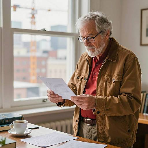 Elderly Man Reading by the Window