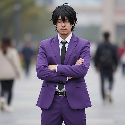 Realistic Purple Man Cosplay Outdoors