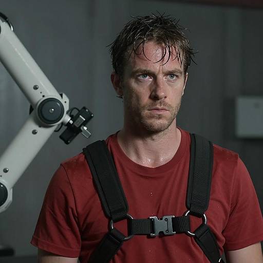 Intense Portrait of a Man in Harness