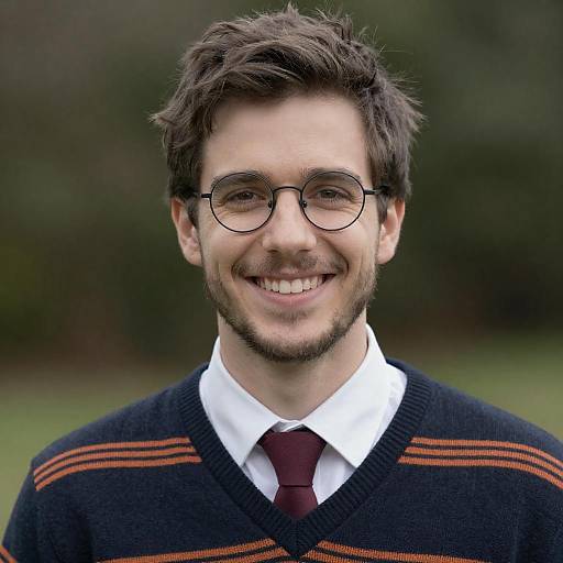 Smiling Man in Sweater and Tie