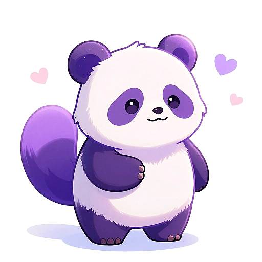 Radiant Glowing Purple Anime Panda