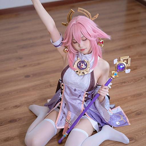 Cosplay Asian Woman with Magical Wand