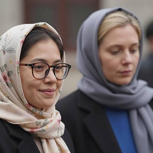 Two Women Wearing Headscarves Close-Up
