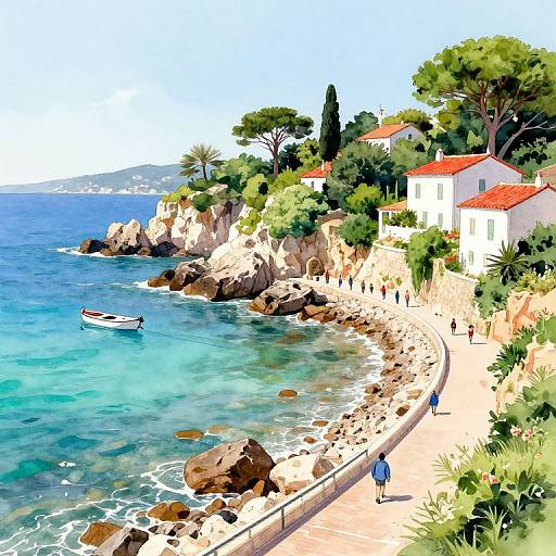 Watercolor Coastal Scene at Tour Portalet